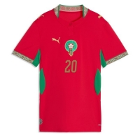 Camiseta Marruecos Ayoub El Kaabi #20 Primera Equipación Replica Mundial 2026 para mujer mangas cortas